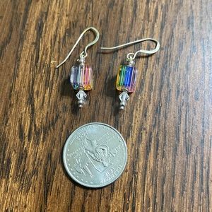 Multicolor Crystal Cube Drop Earrings - Unbranded